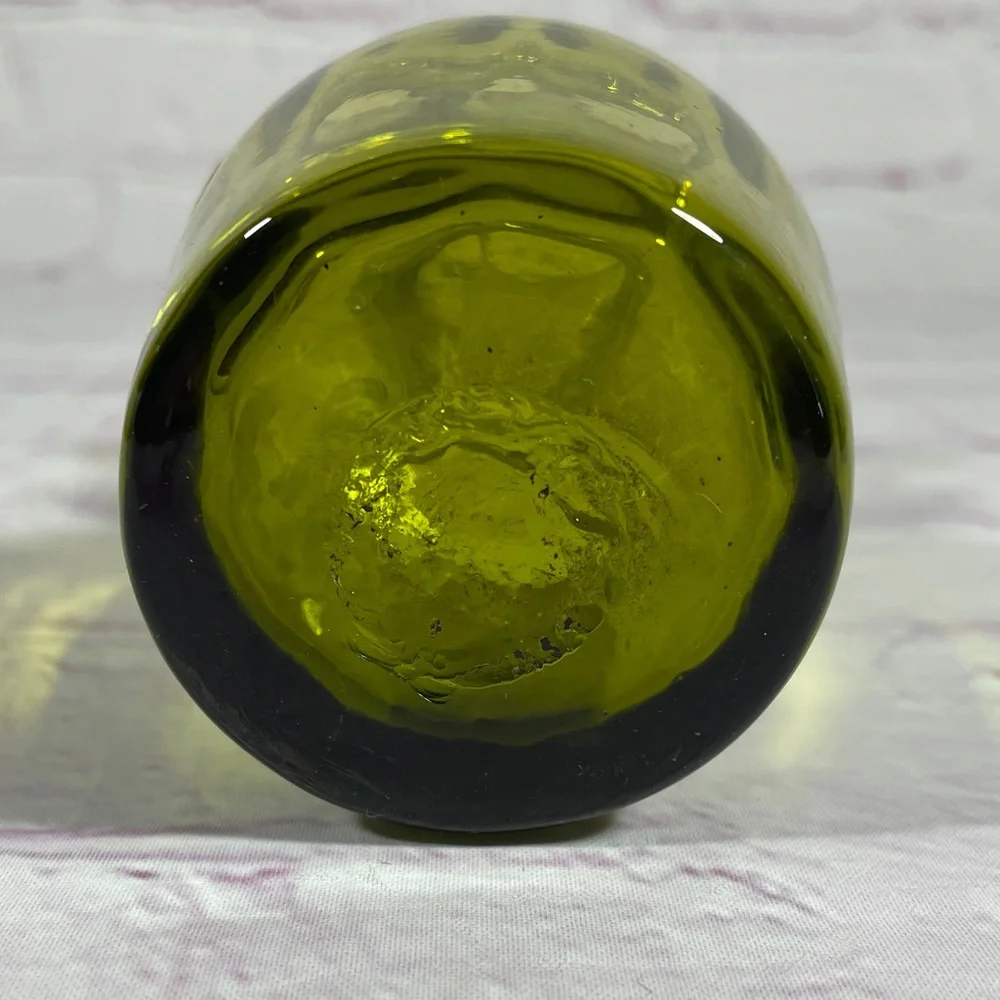 Vintage Pilgrim Hand Blown Green Glass Vase